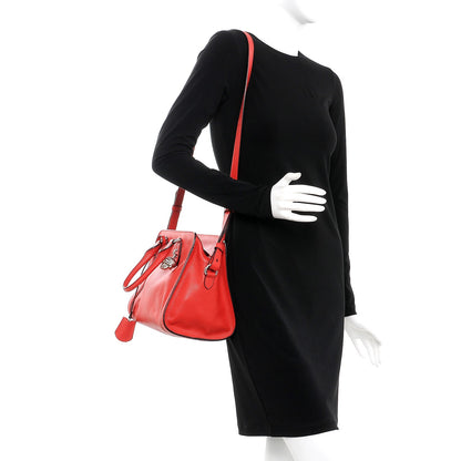 Alexander McQueen Pebbled Calfskin Small Skull Padlock Zip Around Tote Red 2 of 7