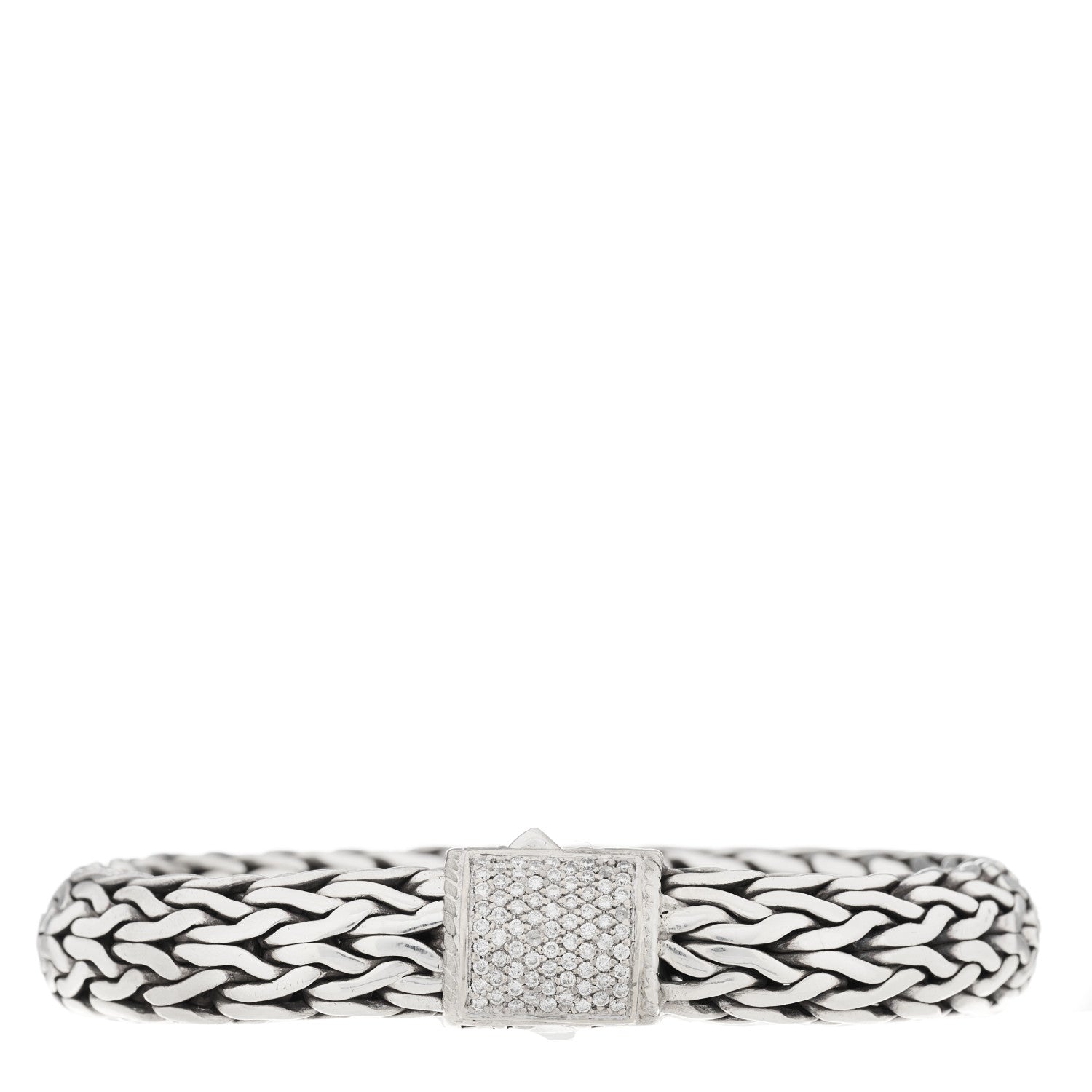 John Hardy Sterling Silver 18K Yellow Gold Diamond 11mm Classic Chain Bracelet 1 of 4