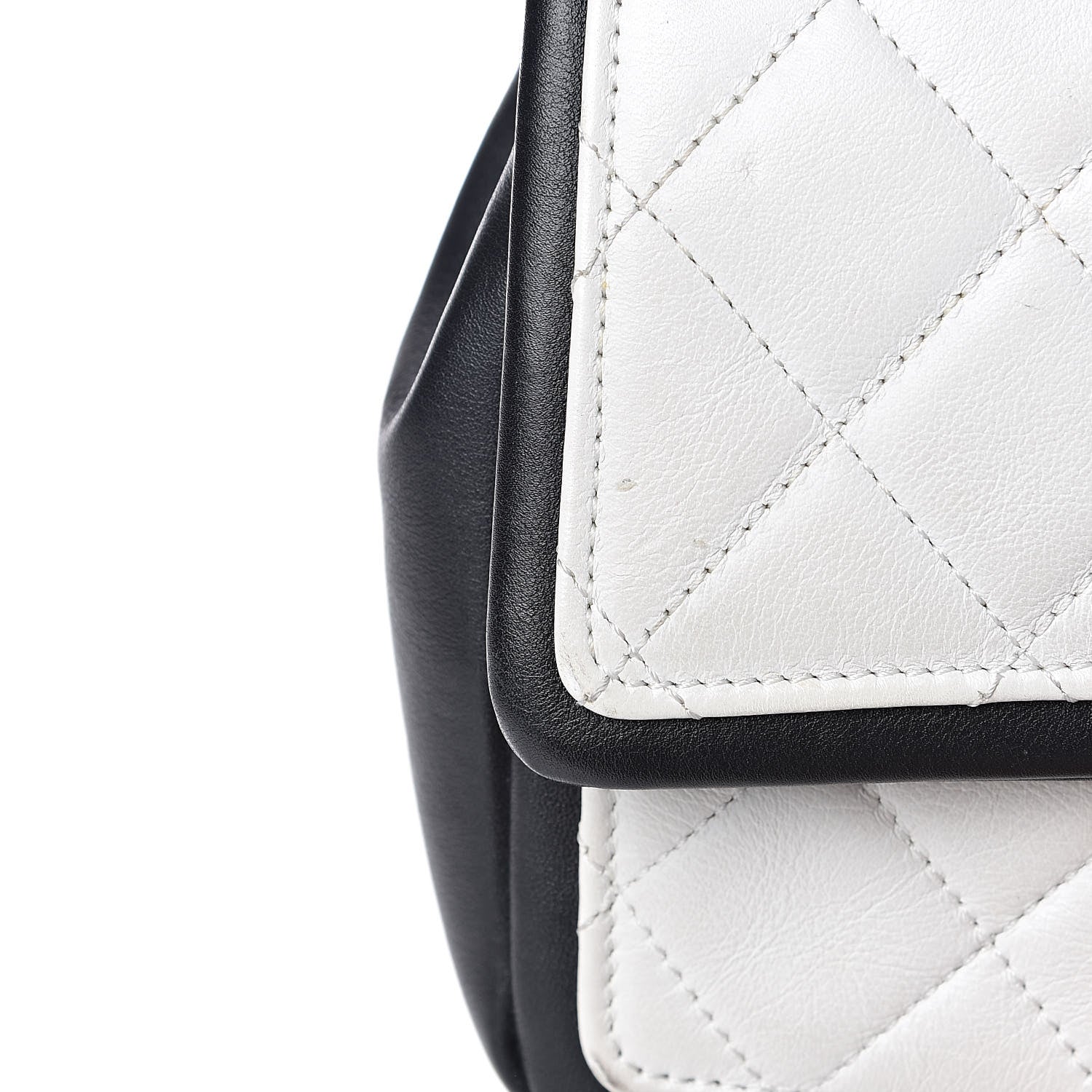 Chanel Lambskin Quilted Graphic Medium Flap White Black 13 of 14