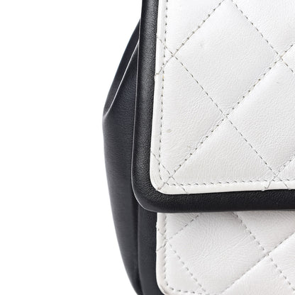 Chanel Lambskin Quilted Graphic Medium Flap White Black 13 of 14