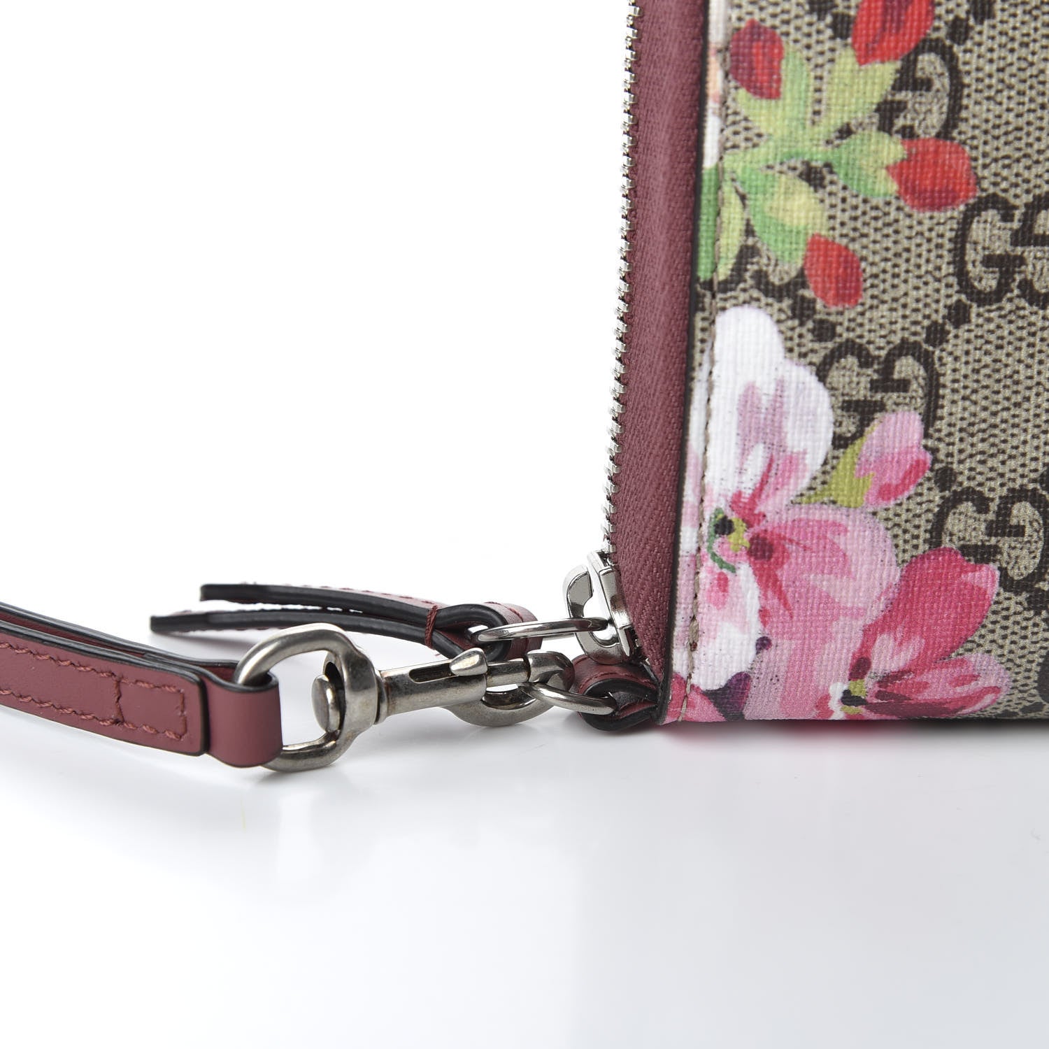Gucci GG Supreme Monogram Blooms Wrist Wallet Beige Multicolor Dry Rose 8 of 8