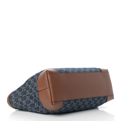 Gucci New Denim GG Monogram Medium Ophidia Shopping Tote Blue Tea Cuir 4 of 12