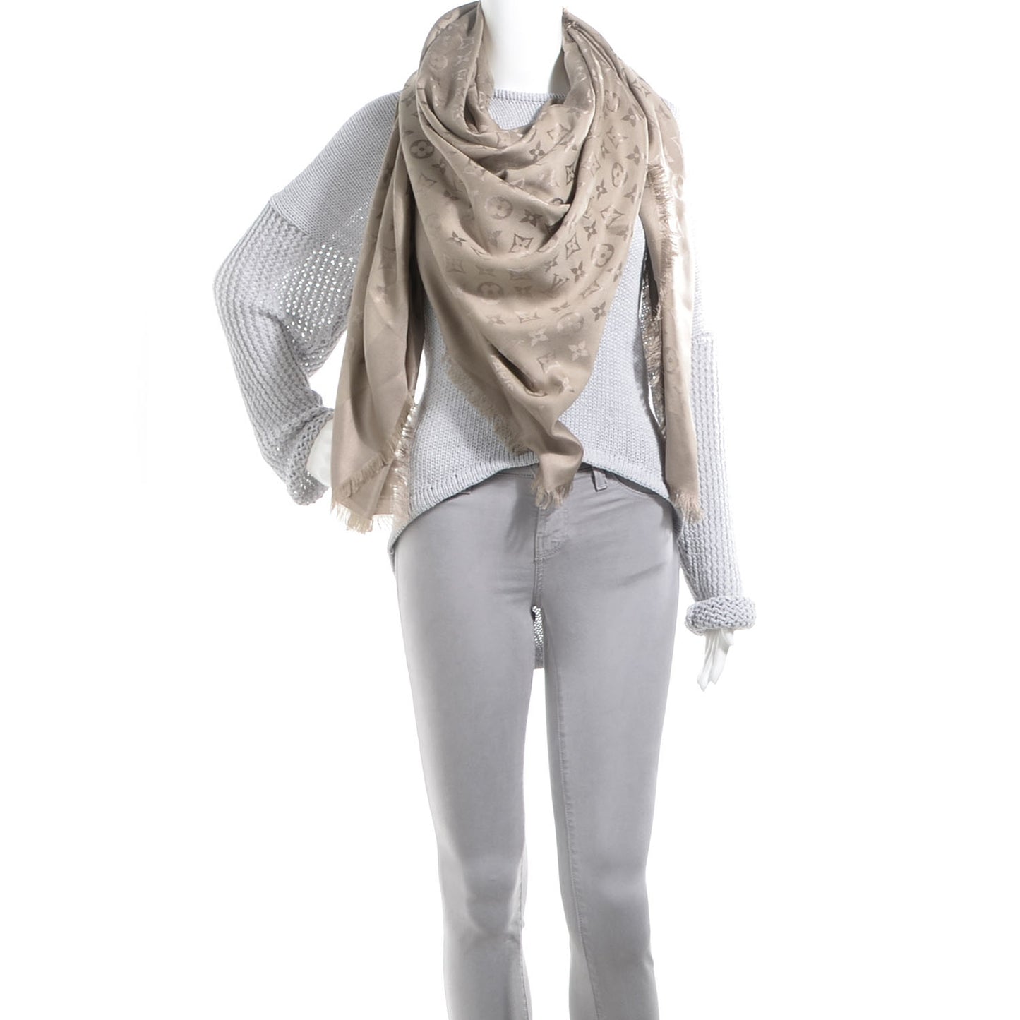 Silk Wool Monogram Shawl Verone
