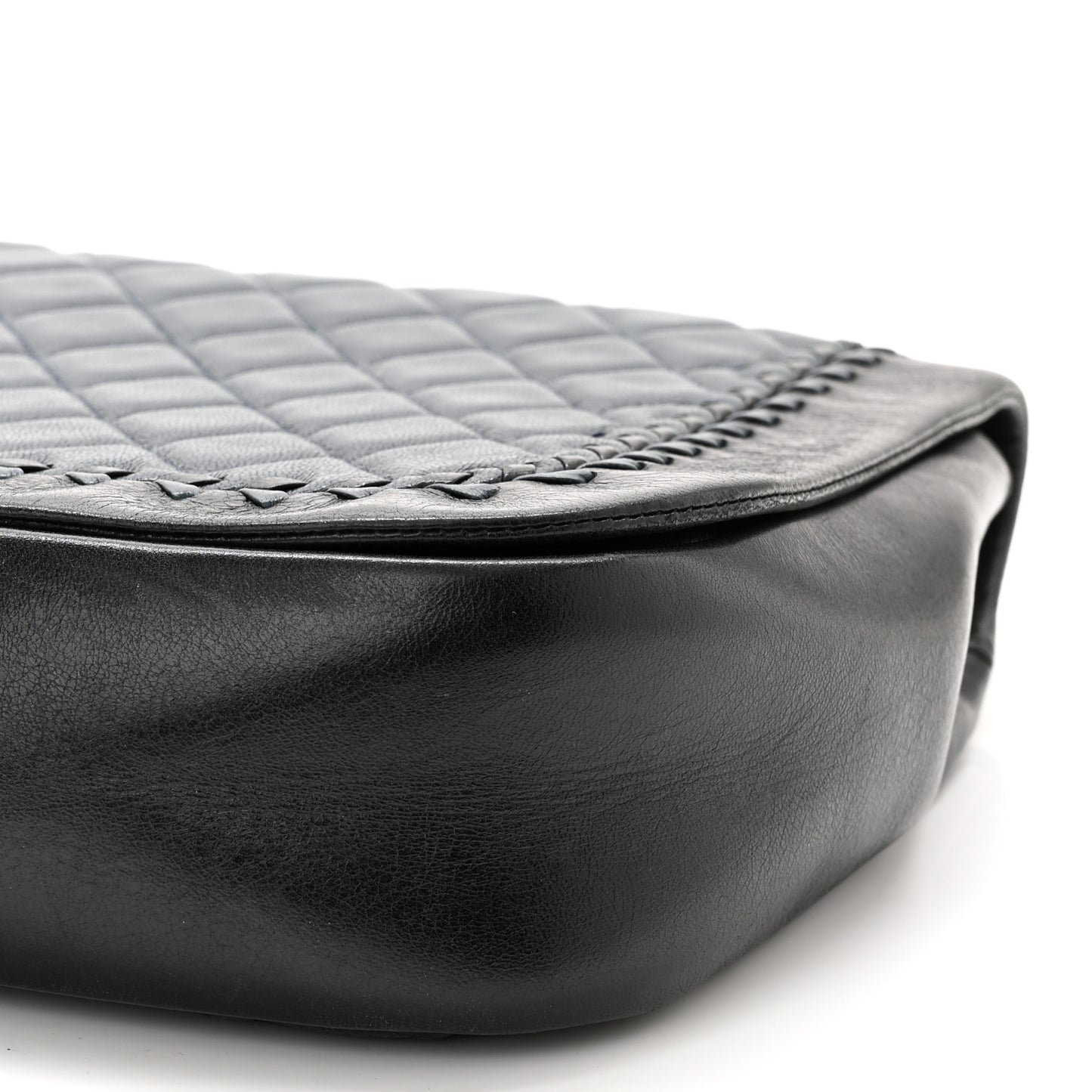 Lambskin Braided Flap Navy Black