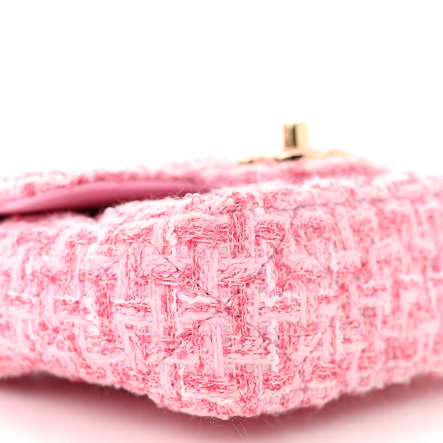 Tweed Resin Quilted Mini Heart Square Flap Pink White