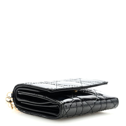 Christian Dior Patent Cannage Lady Dior Lotus Wallet Black 4 of 6