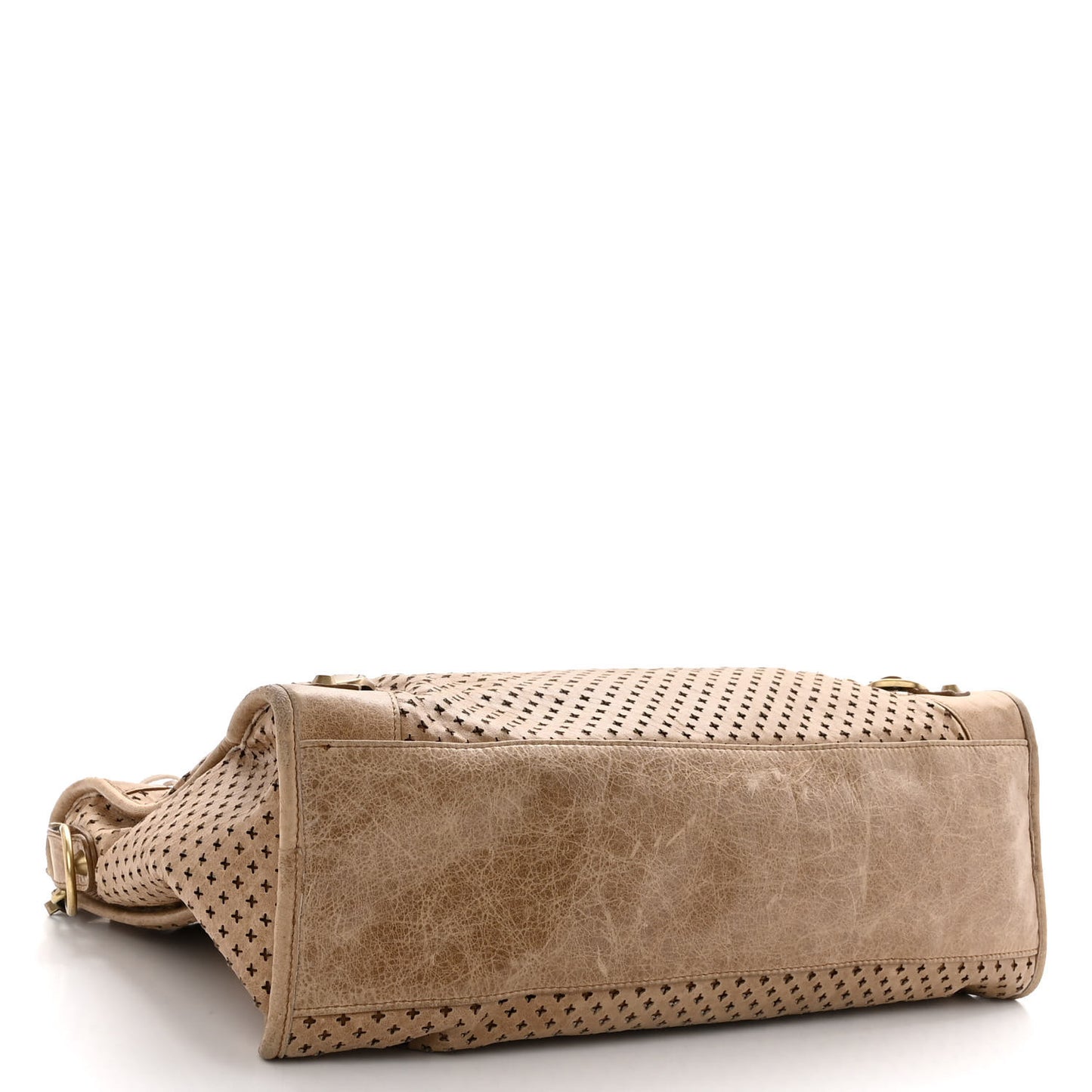 Agneau Laser Cut Cross Classic Gold Hardware City Beige Latte