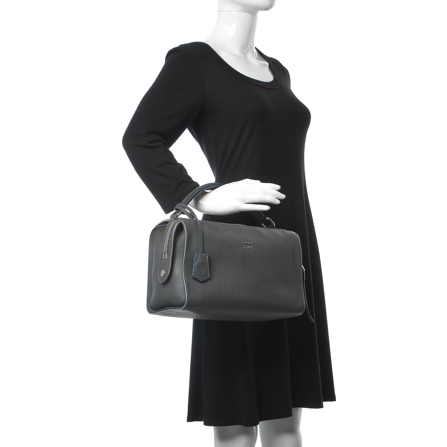 Fendi Cuoio Romano Selleria Lei Boston Tote Asfalto 2 of 9