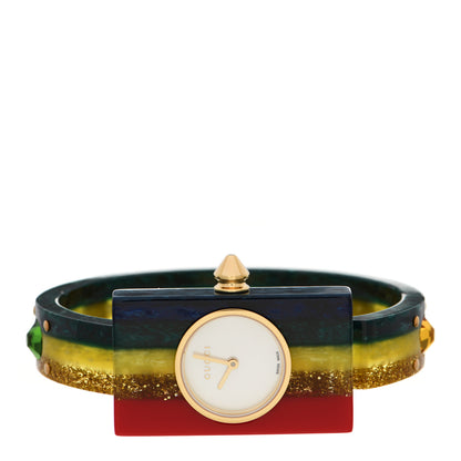 Gucci Stainless Steel Plexiglass Mother of Pearl 24mm Rainbow Quartz Watch 2 of 5