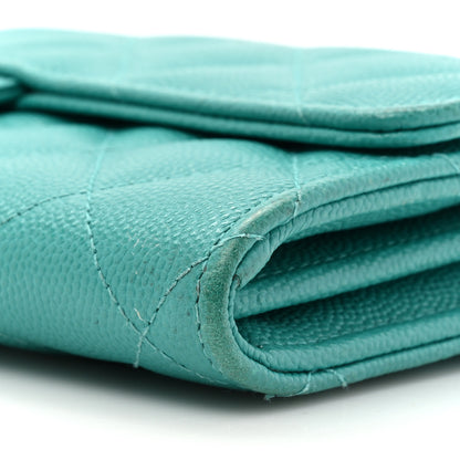 Chanel Caviar Quilted Large Gusset Flap Wallet Turquoise 13 of 21