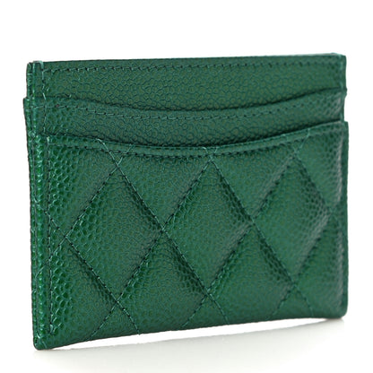 Chanel Metallic Caviar Quilted Card Holder Green 3 of 12