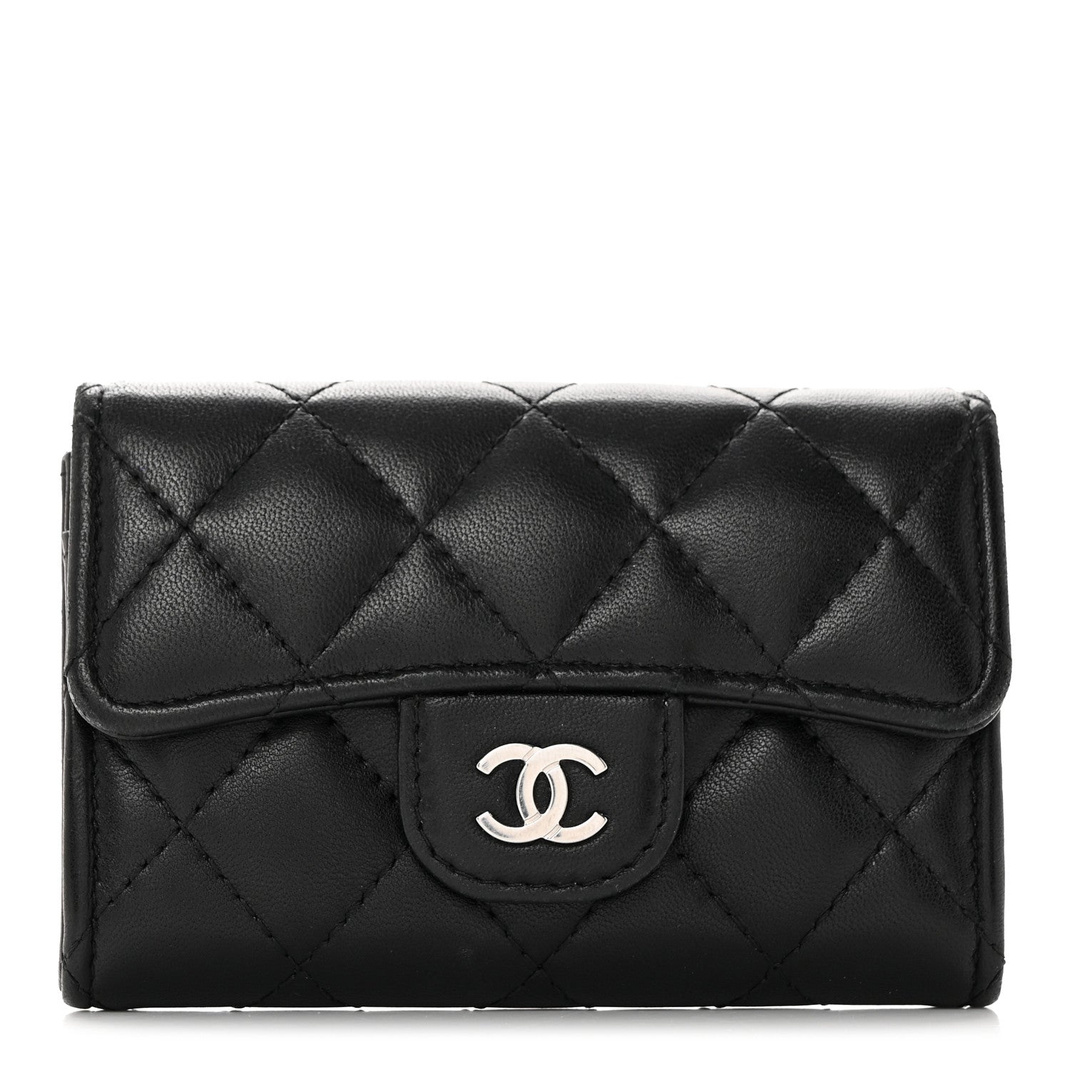 Chanel Lambskin Quilted Flap Card Holder Wallet Black 1 of 11