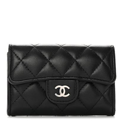 Chanel Lambskin Quilted Flap Card Holder Wallet Black 1 of 11