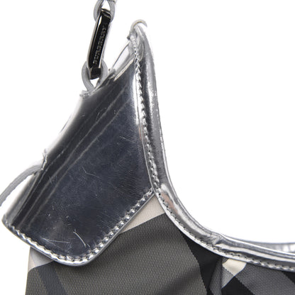 Burberry Metallic Beat Check Small Brooklyn Hobo Silver Black 13 of 14