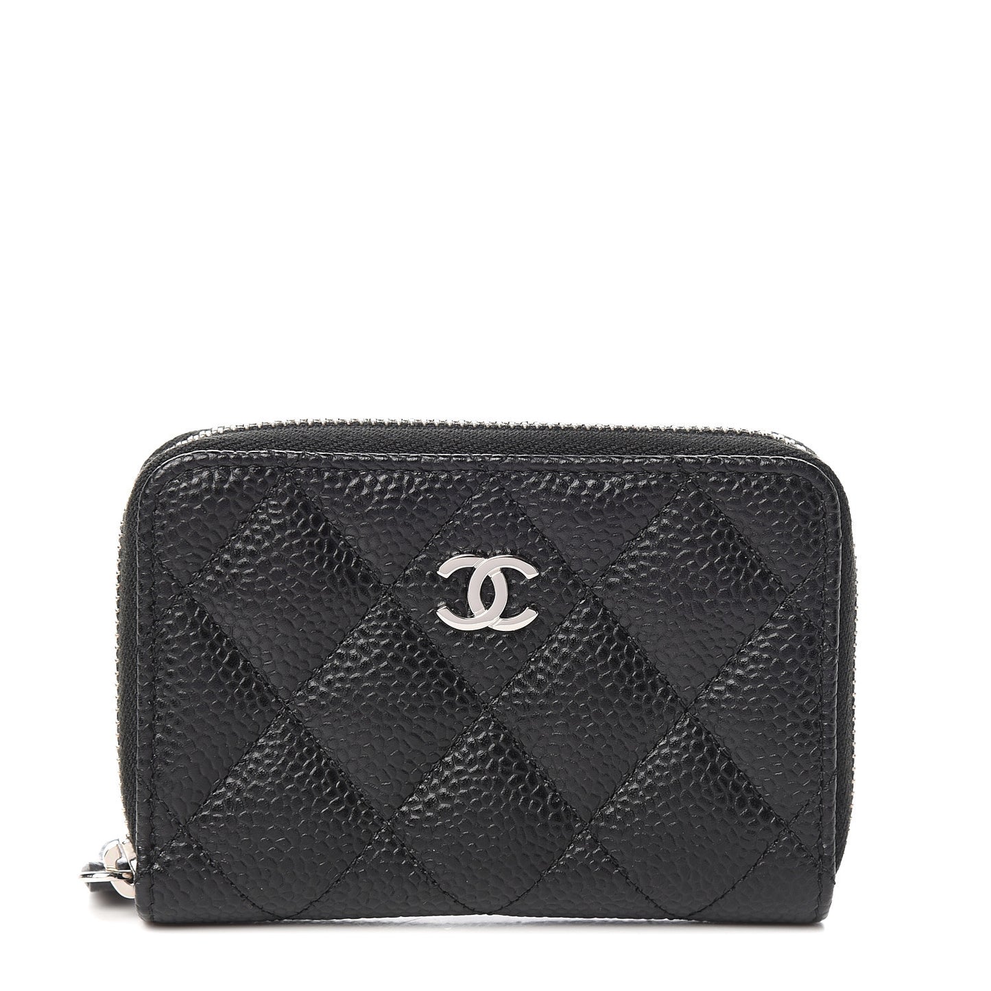 Caviar Quilted Zip Coin Purse Black