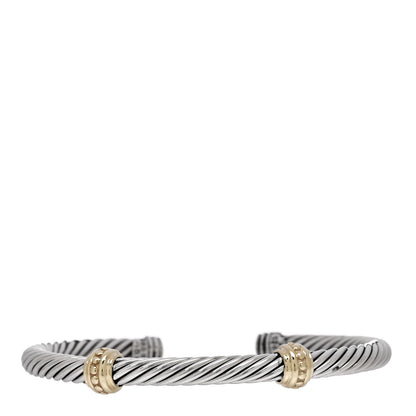 David Yurman Sterling Silver 14K Yellow Gold 5mm Cable Classics Two Station Bracelet 1 of 3