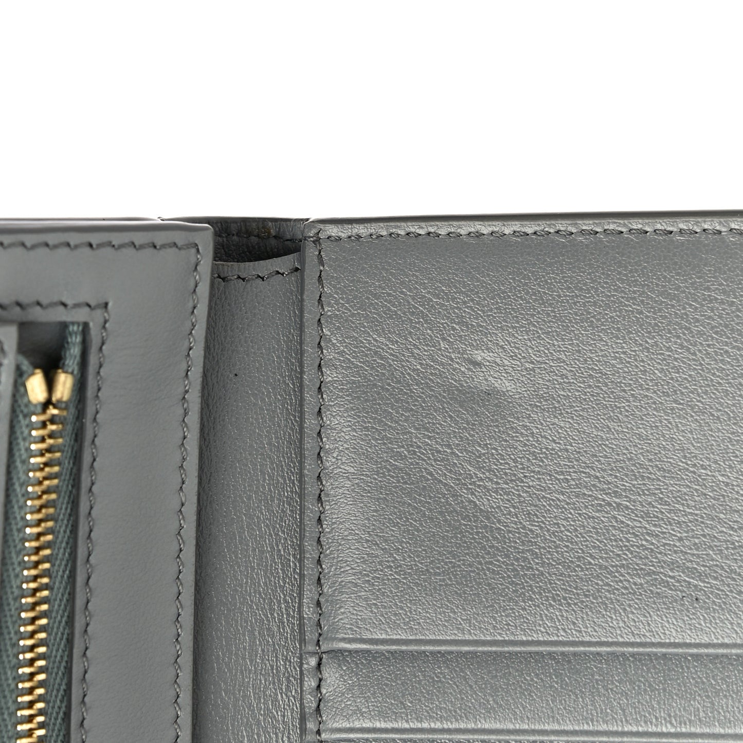 Grained Calfskin Medium Multifunction Strap Wallet Grey