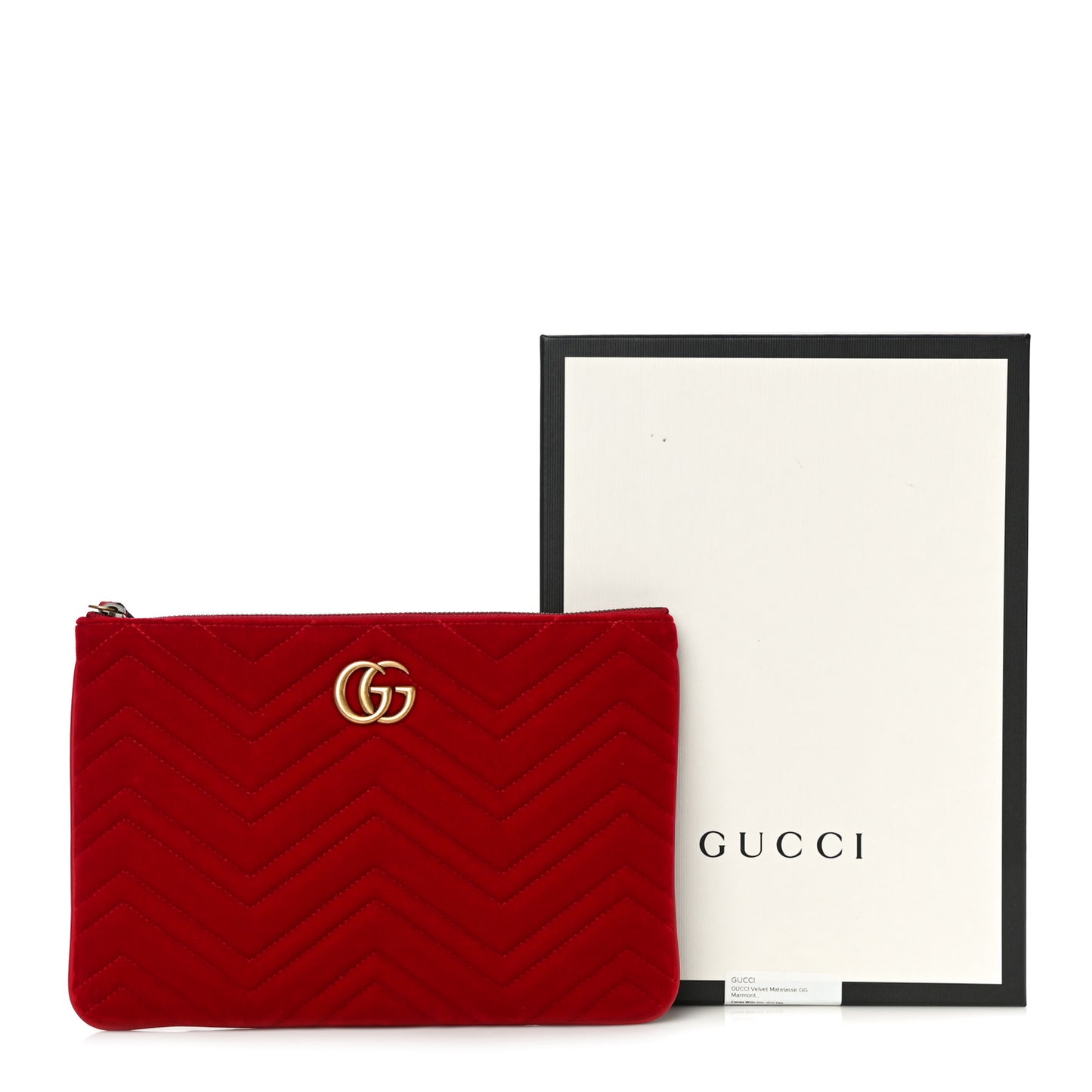 Velvet Matelasse GG Marmont Zip Pouch Hibiscus Red