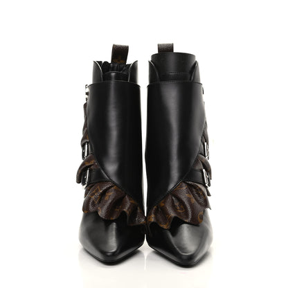 Louis Vuitton Calfskin Monogram Janet Ankle Boots 38 Black 2 of 6