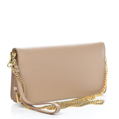 Prada Saffiano Metal Phone Wristlet Crossbody Wallet Cammeo 4 of 11