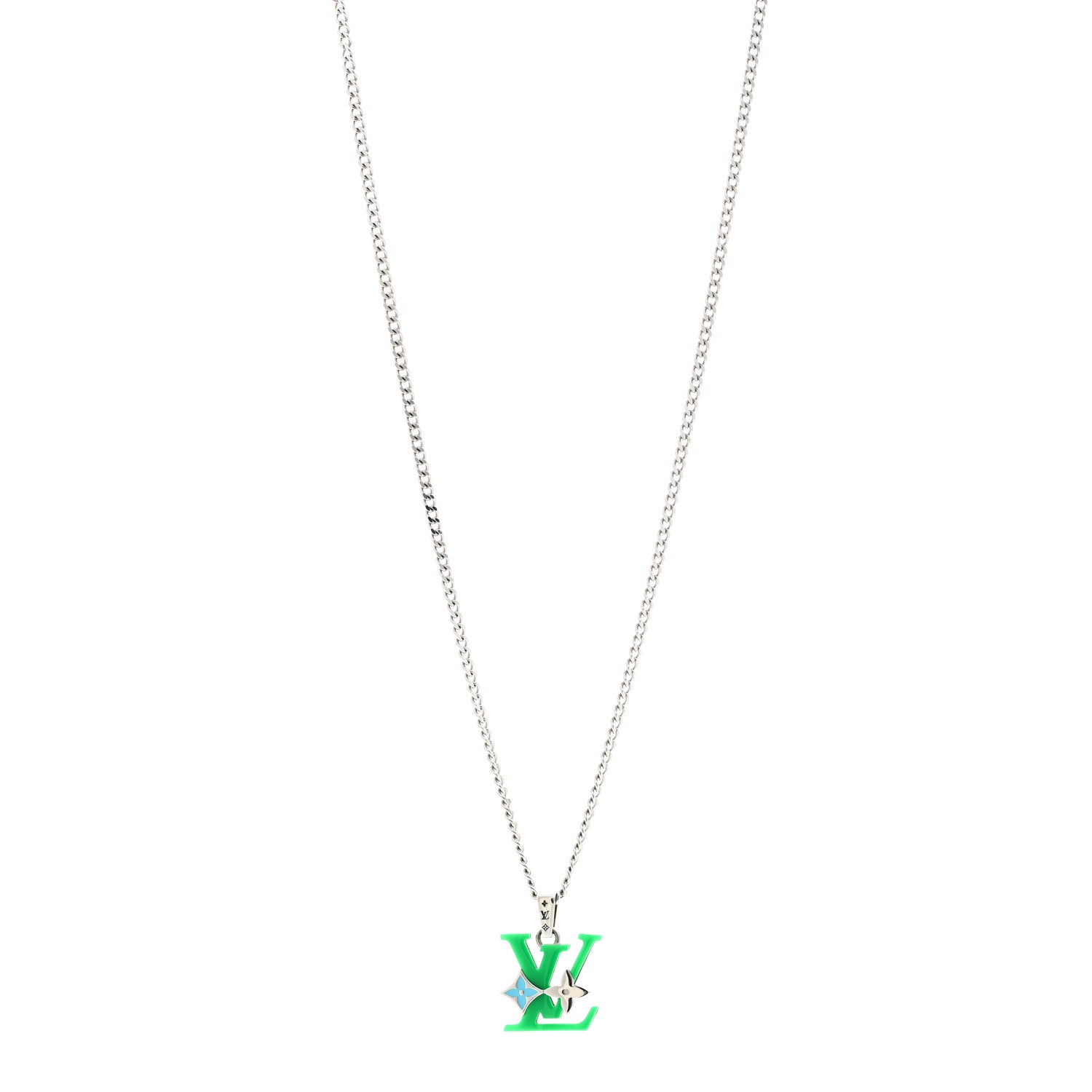 Louis Vuitton Plexiglass Monogram Row Pendant Necklace Green Multicolor 1 of 6