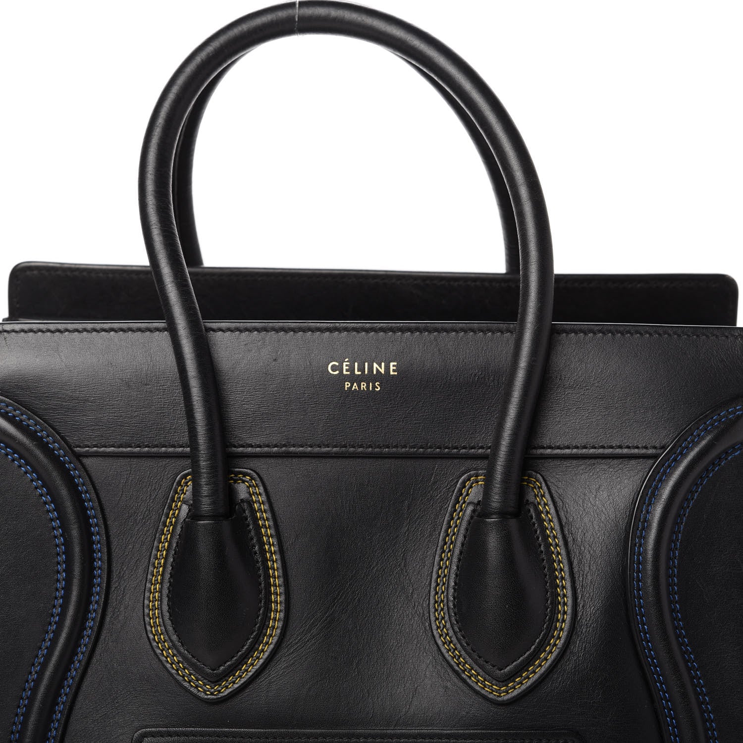 Celine Smooth Calfskin Multicolor Double Stitching Micro Luggage Black 10 of 11