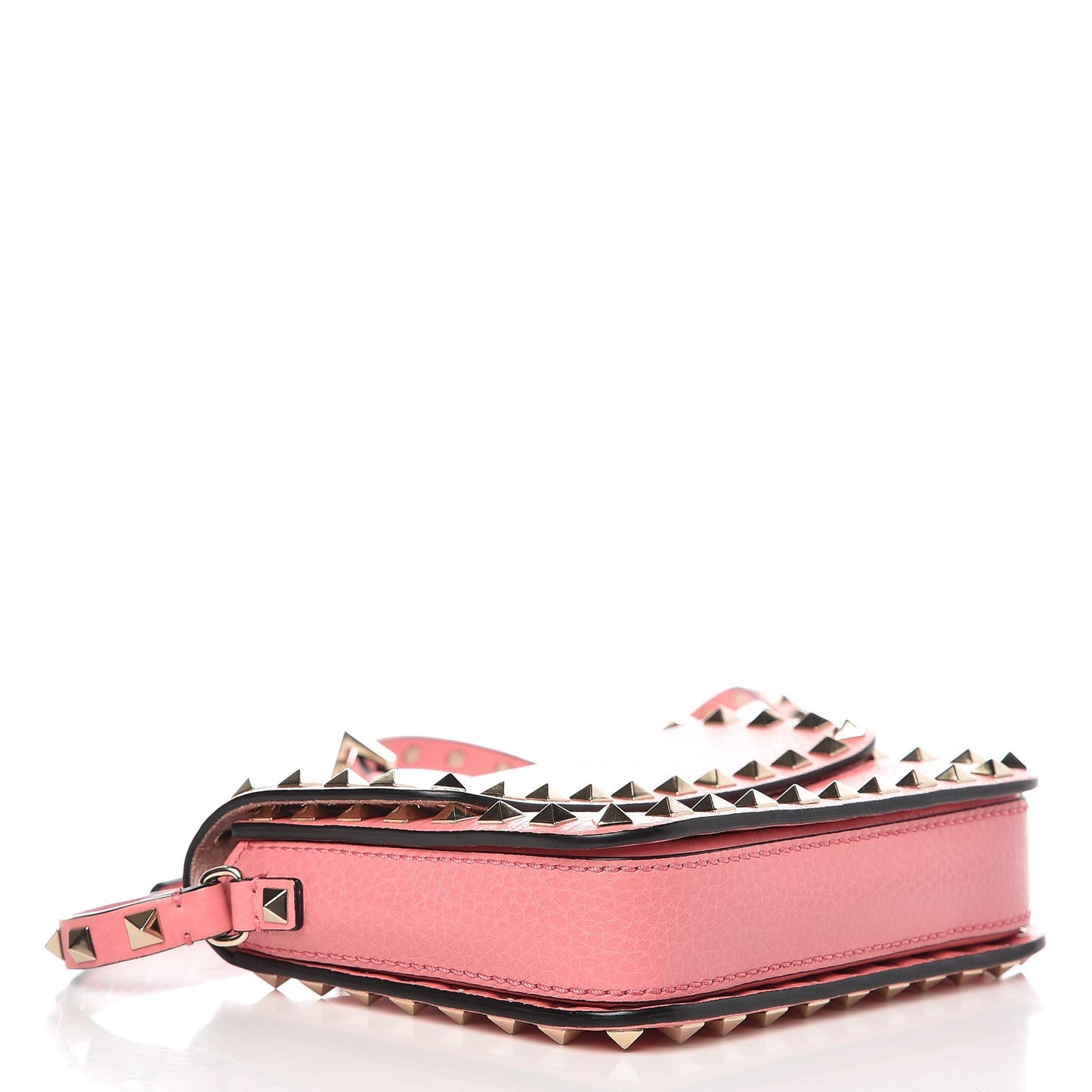 Pebbled Calfskin Rockstud Flap Crossbody Bag Paradise Rose