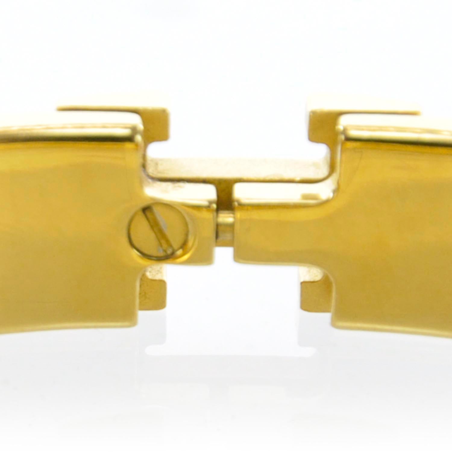 Hermes Enamel Narrow Clic Clac H Bracelet Black Gold 6 of 7