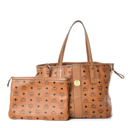 MCM Visetos Medium Liz Reversible Shopper Tote Cognac 1 of 23