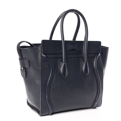 Celine Drummed Calfskin Micro Luggage Midnight 3 of 14