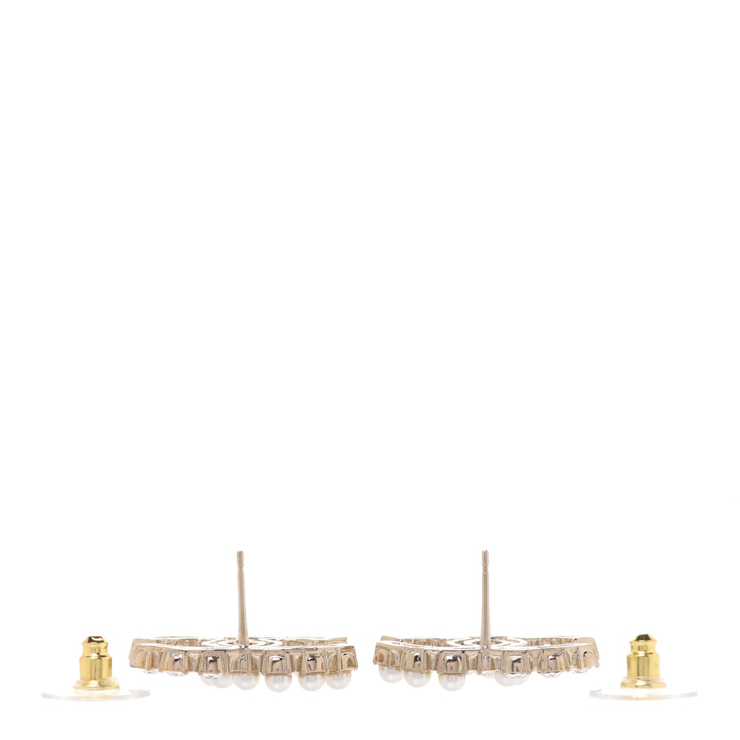 Crystal Pearl CC Dazzling Domino Earrings Gold