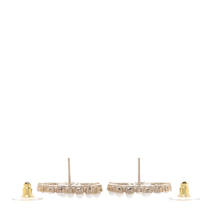 Chanel Crystal Pearl CC Dazzling Domino Earrings Gold 3 of 5