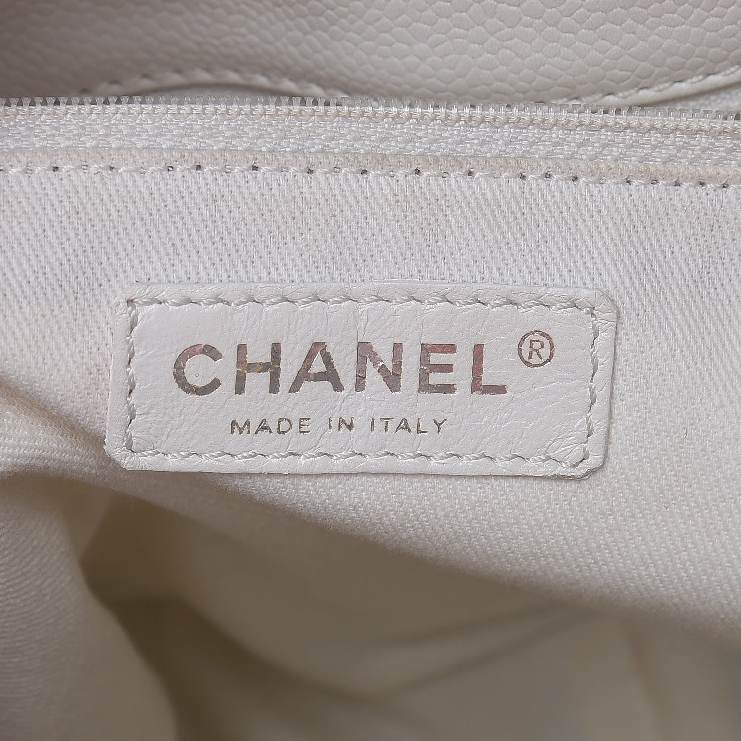 Chanel Caviar Quilted Petit Shopping Tote PST White 6 of 19