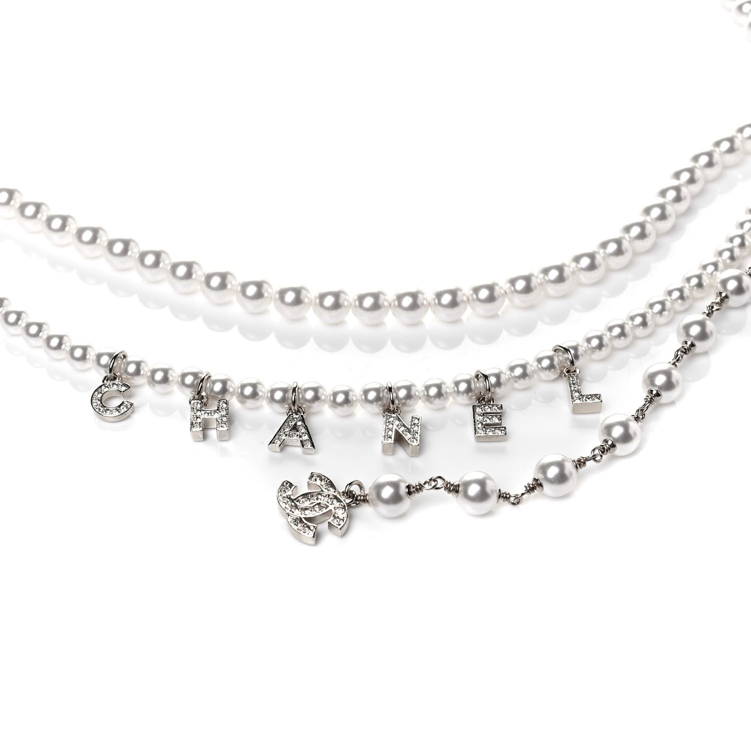 Chanel Pearl Crystal CC Signature Charm Belt Silver 3 of 4