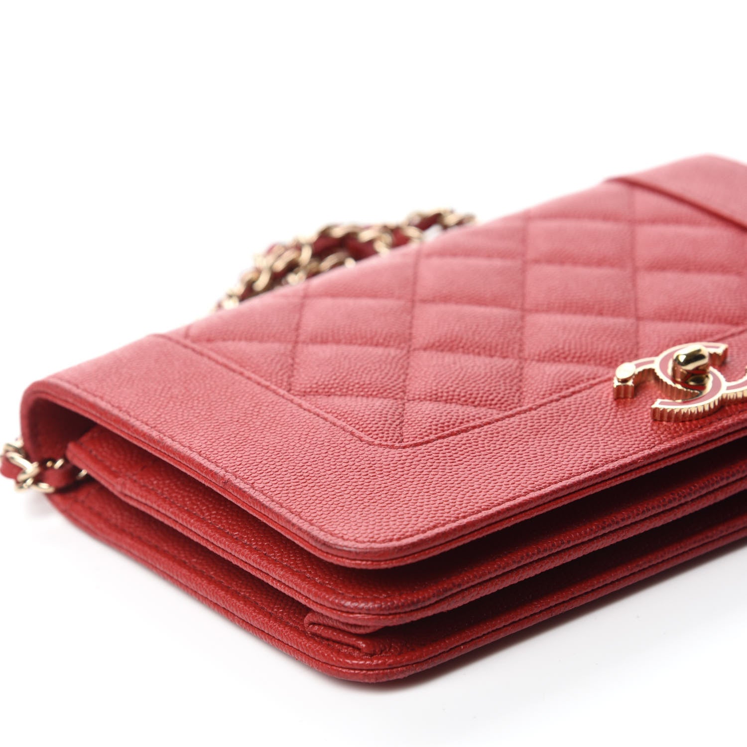 Chanel Caviar Quilted Vintage Mademoiselle Wallet On Chain WOC Red 6 of 12