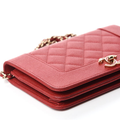 Chanel Caviar Quilted Vintage Mademoiselle Wallet On Chain WOC Red 6 of 12