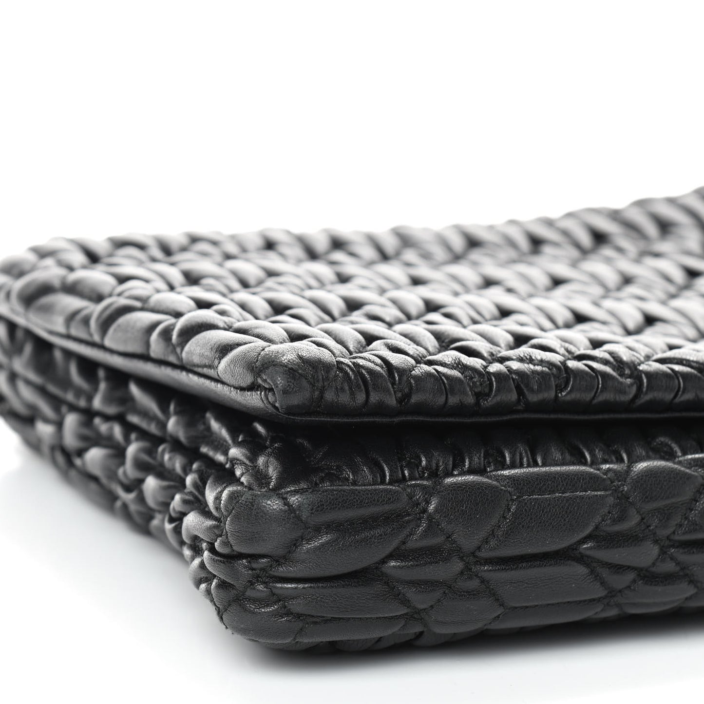 Nappa Matelasse Crystal Flap Clutch Black