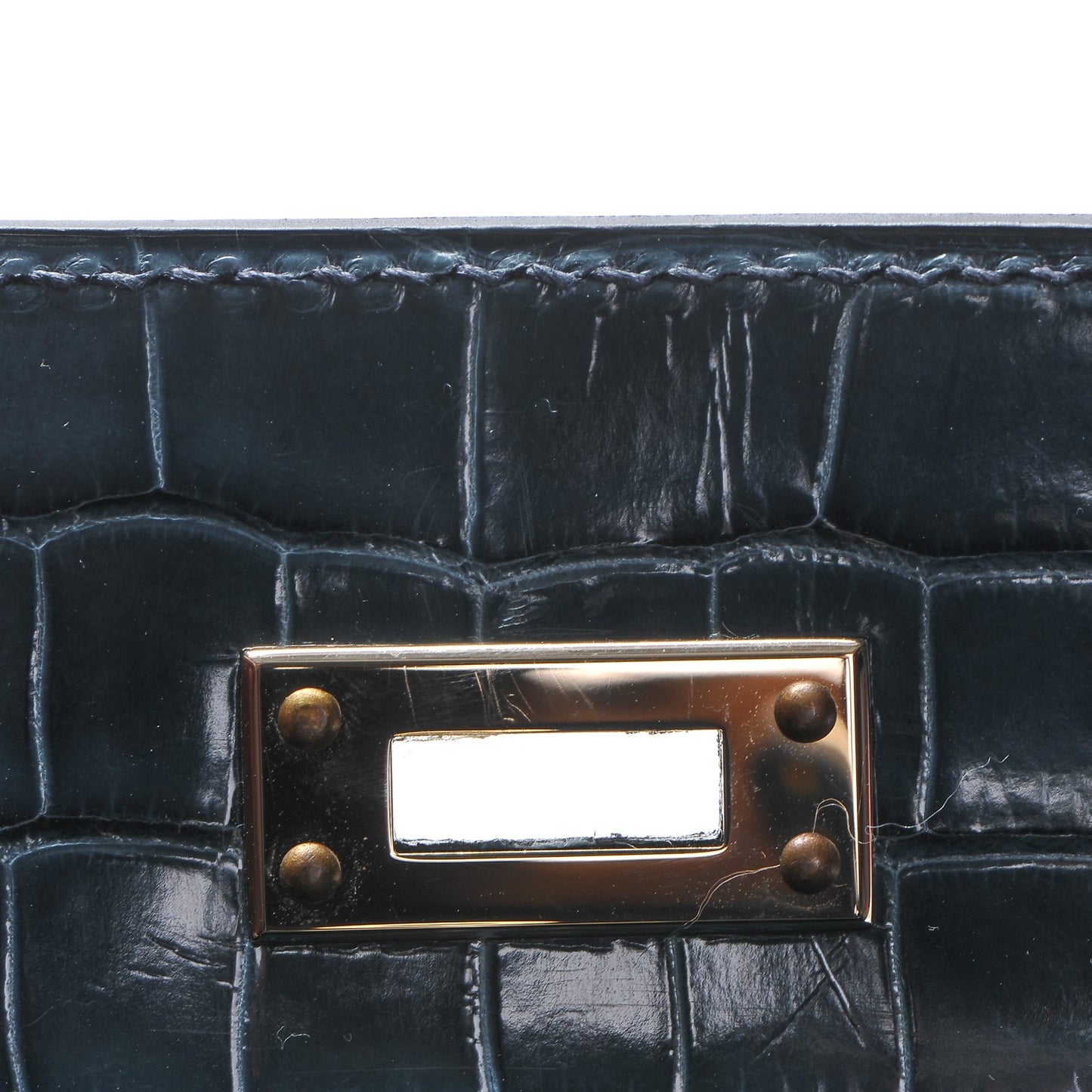Shiny Alligator Kelly Pochette Blue Jean