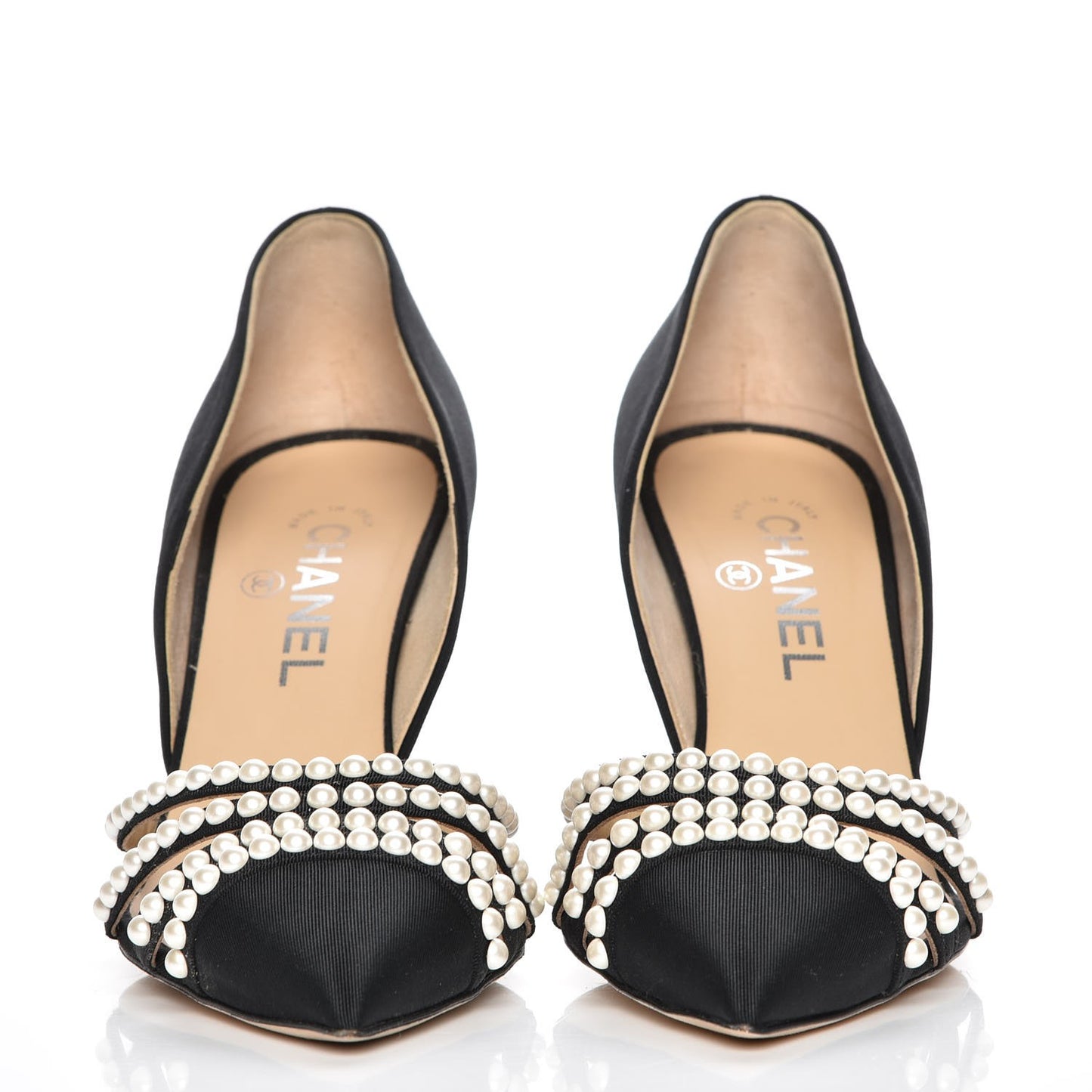 Grosgrain Pearl Pumps 39.5 Black