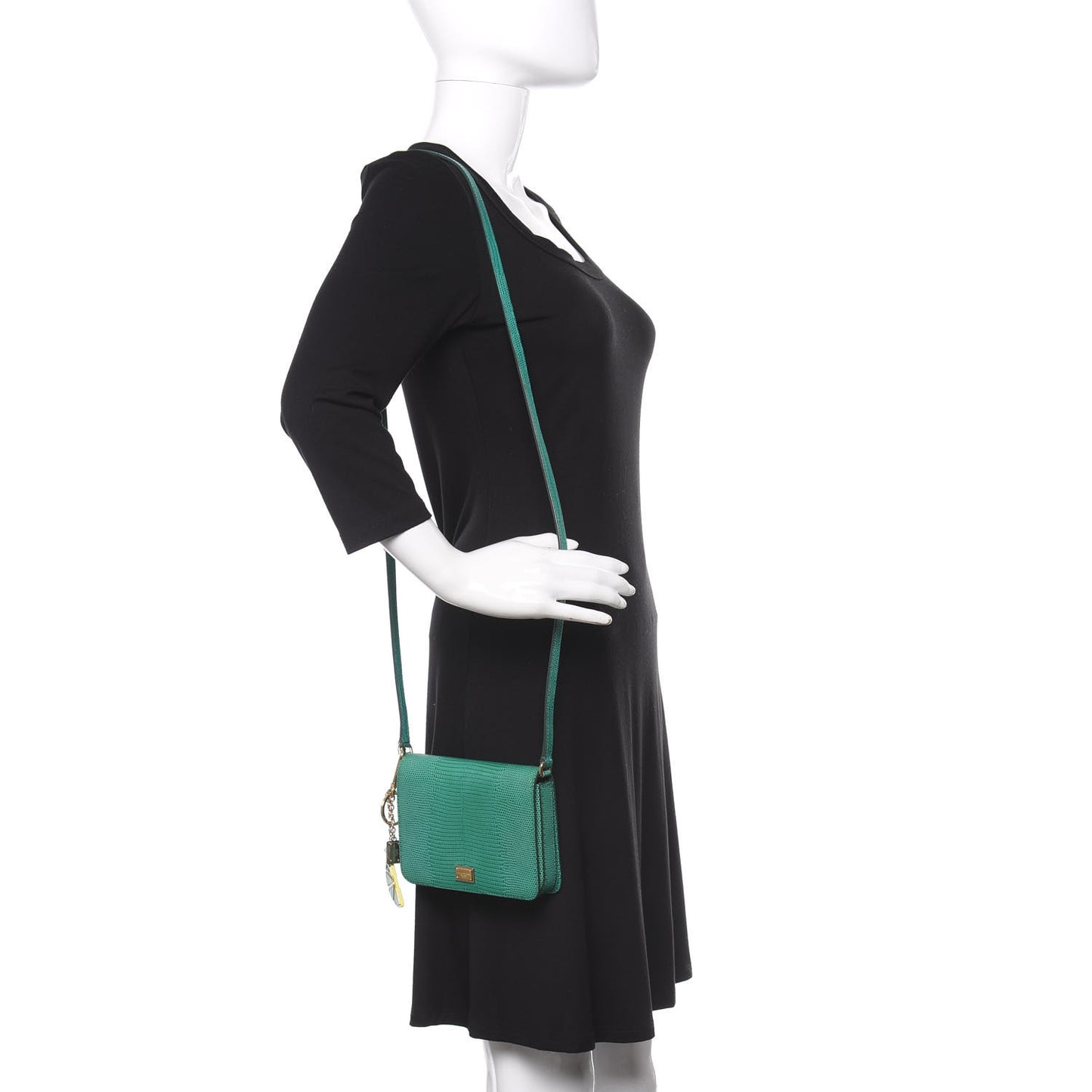Iguana Calfskin Embossed Crossbody Bag Green