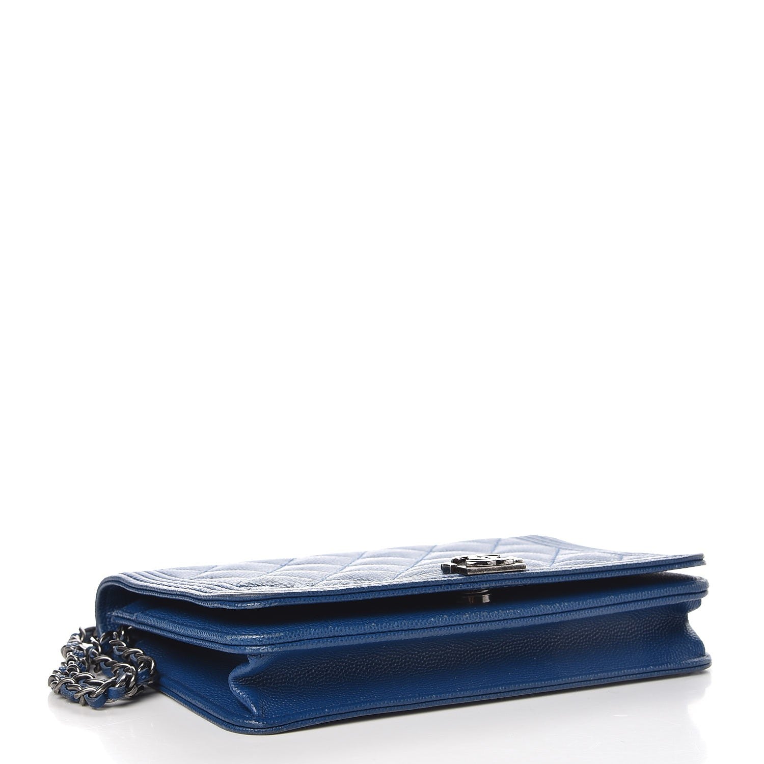 Chanel Caviar Quilted Boy Wallet On Chain WOC Blue 4 of 14