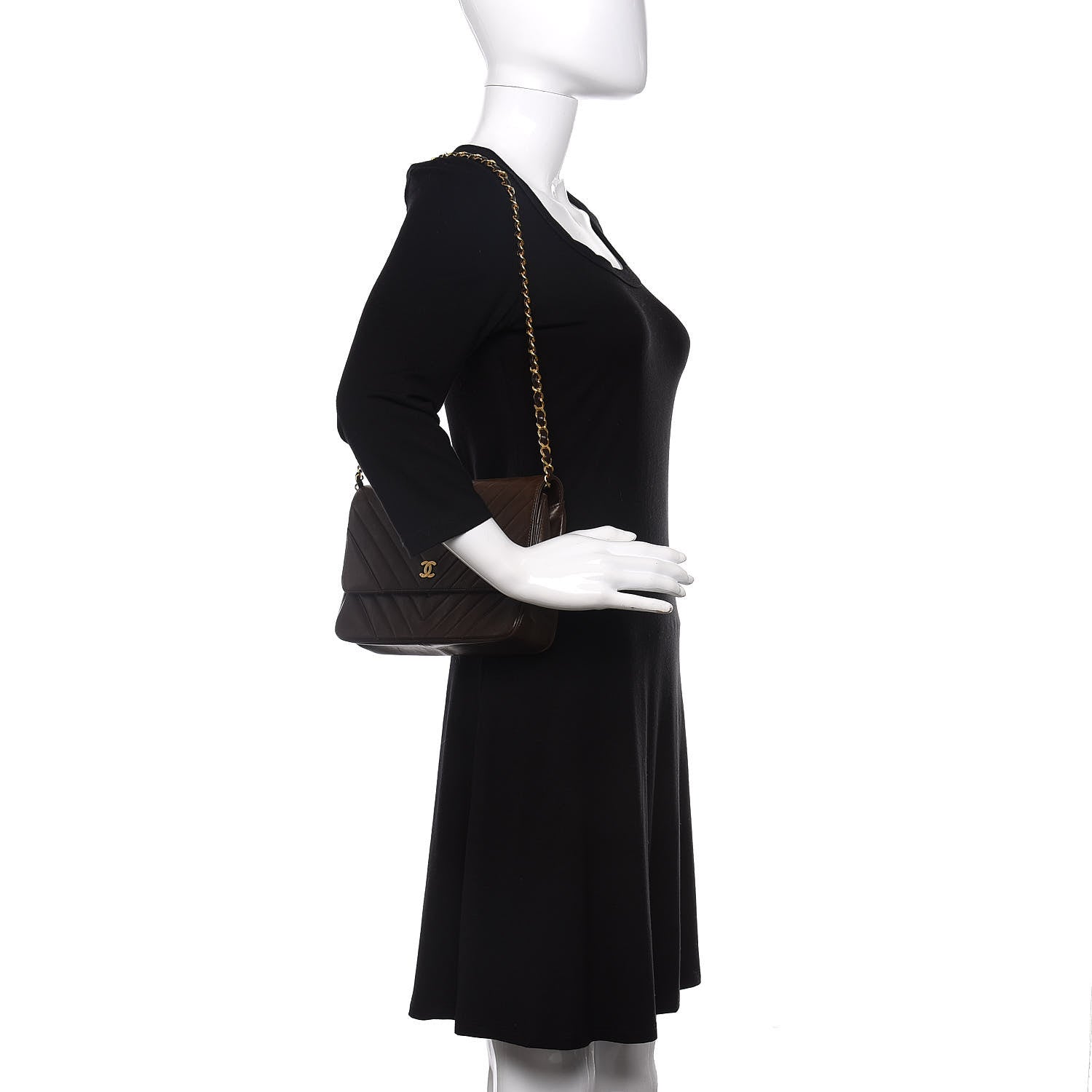 Chanel Lambskin Chevron Quilted Small Single Flap Brown 2 of 11