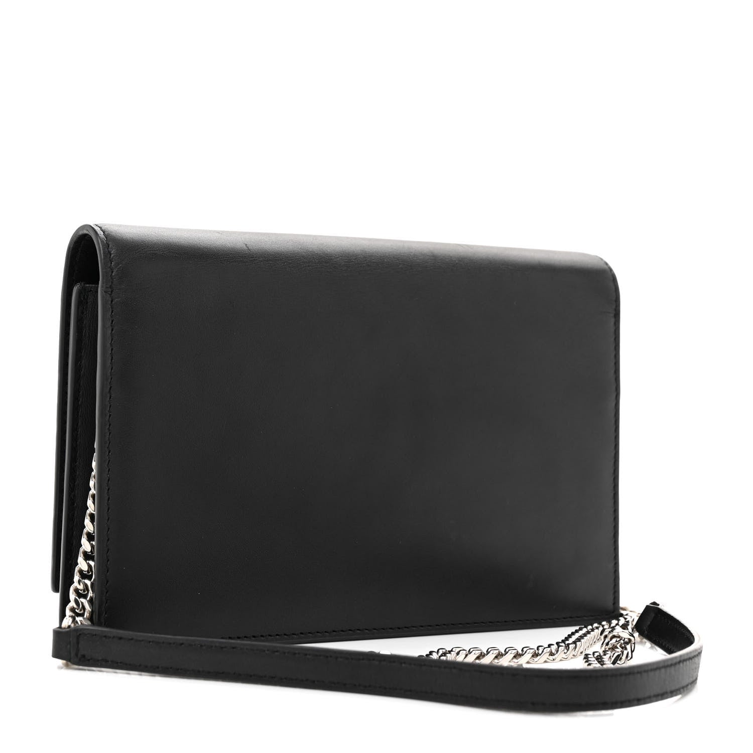 Saint Laurent Smooth Calfskin Classic Monogram Kate Tassel Chain Wallet Black 3 of 12