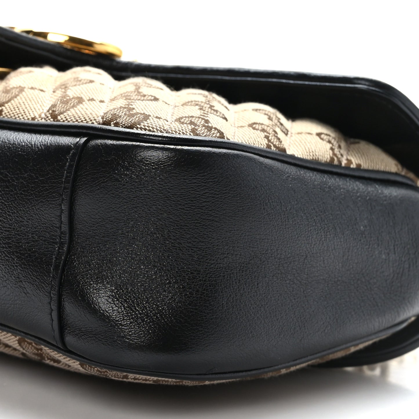 Monogram Matelasse Diagonal Small GG Marmont Shoulder Bag Beige Black