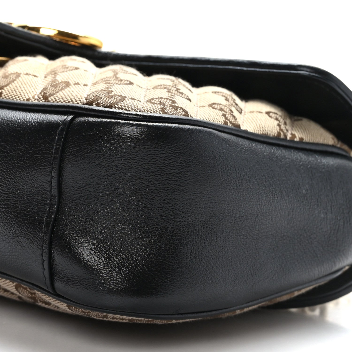 Gucci Monogram Matelasse Diagonal Small GG Marmont Shoulder Bag Beige Black 8 of 9
