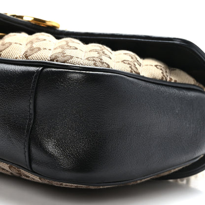 Gucci Monogram Matelasse Diagonal Small GG Marmont Shoulder Bag Beige Black 8 of 9