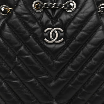 Chanel Aged Calfskin Chevron Quilted Small Gabrielle Backpack Black 7 of 11