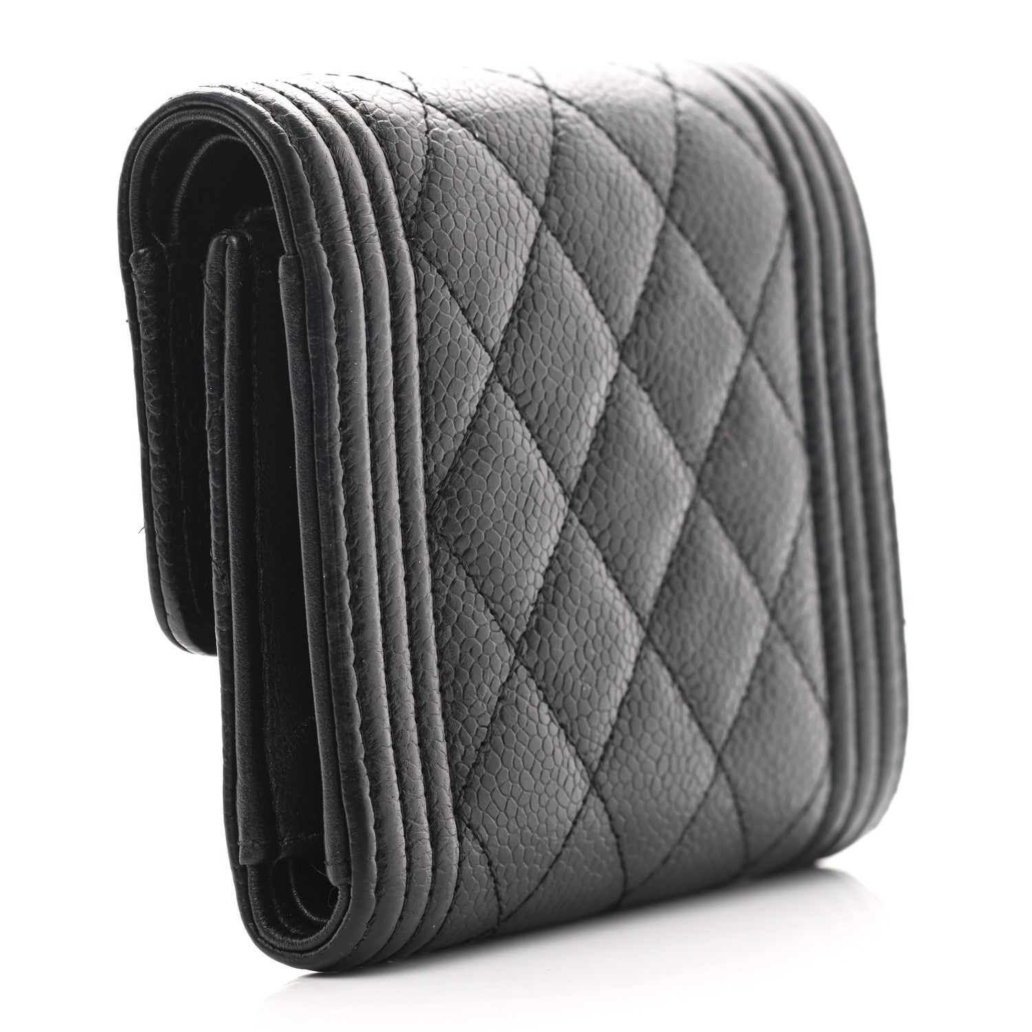 Chanel Caviar Quilted Compact Boy Wallet Black 3 of 9