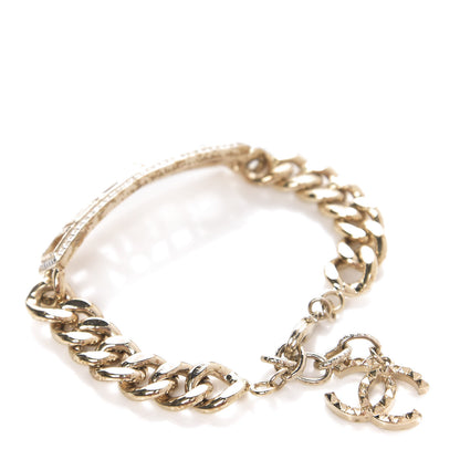 Chanel Crystal Chain Logo Bracelet Gold 2 of 3