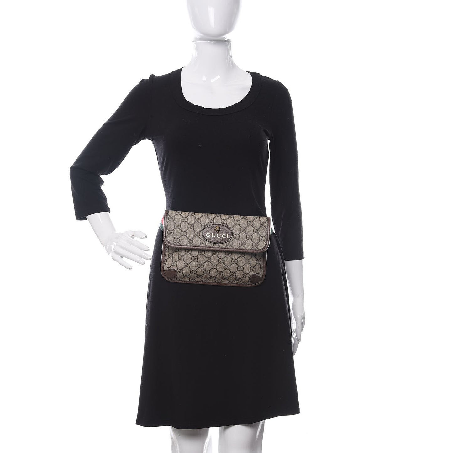 GG Supreme Monogram Neo Vintage Web Belt Bag Brown